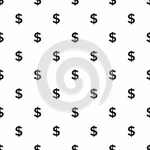 Dollar sign seamless pattern on white background.
