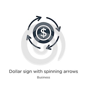 Dollar sign with spinning arrows icon vector. Trendy flat dollar sign with spinning arrows icon from business collection isolated