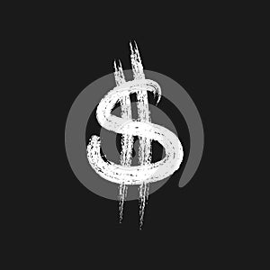 Dollar Sign symbol Icon vector using Chalk Style on Black Board script