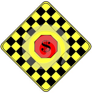 Dollar Sign on a Traffic Warning Sign