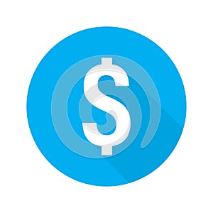 Dollar sign. Vector isolated illustration. Dollar money cash sign on blue circle background