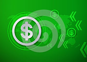 Dollar Signs on Green Technology Background