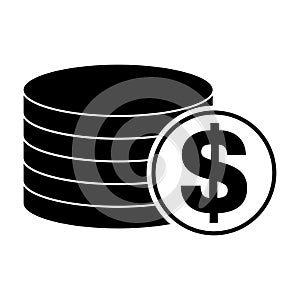 Dollar stack coin, flat icon money design, cash sign vector illustration