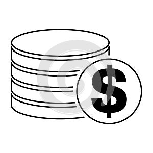 Dollar stack coin, flat icon money design, cash sign vector illustration