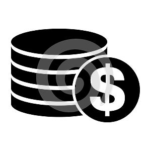 Dollar stack coin, flat icon money design, cash sign vector illustration