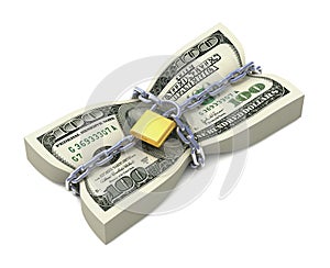 Dollar stack tied by chains