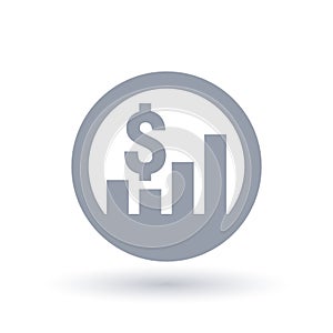 Dollar stock market icon - American currency grow sign