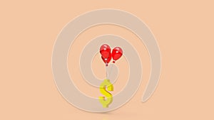 The dollar symbol and balloon for Business concept 3d rendering