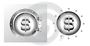Dollar symbol and banking safe