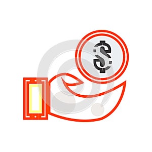 Dollar symbol icon vector sign and symbol isolated on white back