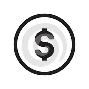 Dollar Symbol icon vector sign and symbol isolated on white background, Dollar Symbol logo concept