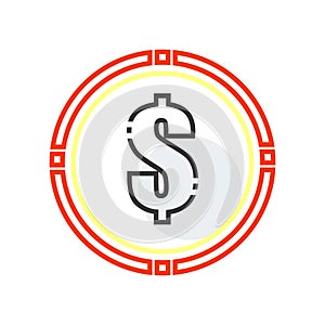 Dollar symbol icon vector sign and symbol isolated on white background, Dollar symbol logo concept