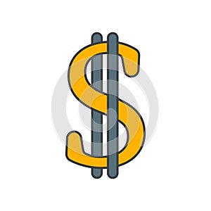 Dollar symbol icon vector sign and symbol isolated on white background, Dollar symbol logo concept