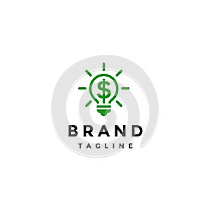 Dollar Symbol Inside Bright Bulb Logo Design