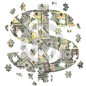 Dollar symbol jigsaw