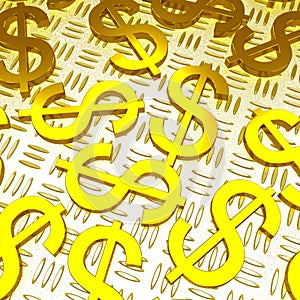 Dollar Symbols Over The Floor Showing American Prosperity