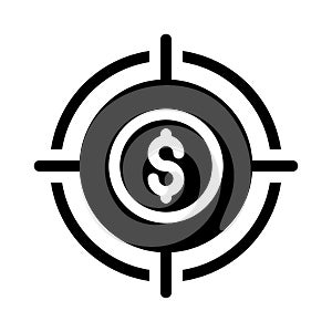 Dollar target vector glyph flat icon