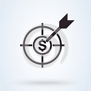 Dollar target. vector Simple modern icon design illustration