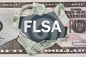 The dollar is torn in the center. In the center it is written - FLSA