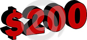 $200 dollar two hundred price symbol red