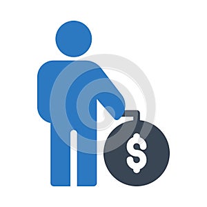 Dollar user vector glyph color icon