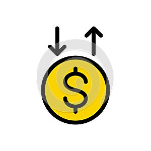 Dollar vector colour line  icon