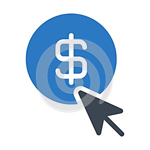 Dollar glyph colour vector icon