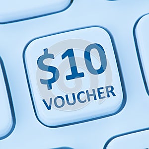 10 Dollar voucher gift discount sale online shopping internet st
