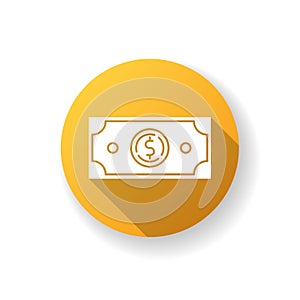 Dollar yellow flat design long shadow glyph icon