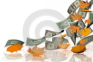 Dollars autumn falling leaves market autmn background