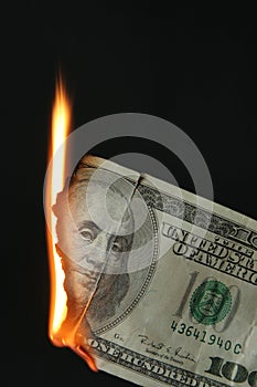 Dollars bill on fire