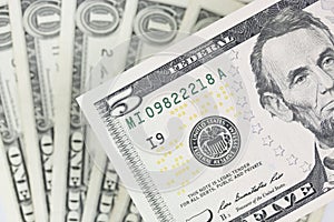 Dollars bills, cash pile background