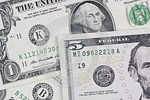 Dollars bills, cash pile background