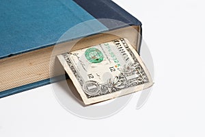 Dollars in the books, isolated on white background, business tra