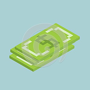 Dollars, bucks sign cubes form, isometric US currency icon, vector illustration