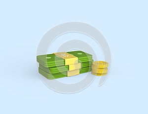 Dollars and coins 3D render icon