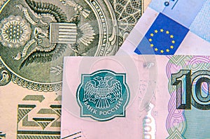 Dollars, euros, russian roubles