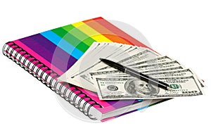 Dollars and exercise book