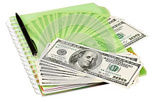 Dollars and exercise book