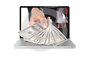 Dollars on laptop