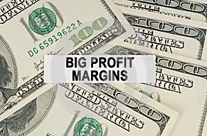 On the dollars lies a paper plate with the inscription - Big Profit Margins