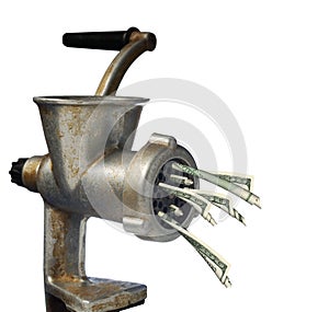 Dollars and meat grinder photo