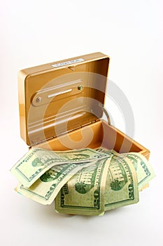 Dollars in open cash box