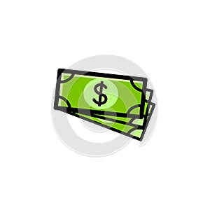 Dollars pack cartoon icon, concept of money, symbol of profit. Vector illustration, si,ple drawing editable stroke