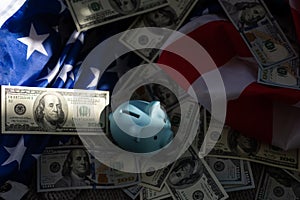 dollars, piggy bank, Money background, flag of the usa