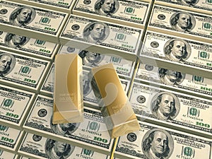 Dollars pyramid gold bars