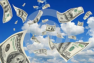 Dollars in sky.