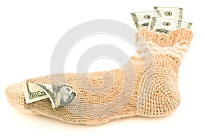 Dollars in the sock