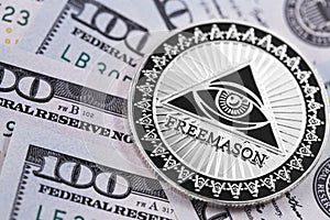 Dollars and symbol of freemasonry photo