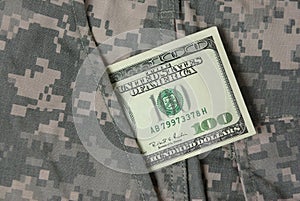 Dollars in uniform pocket